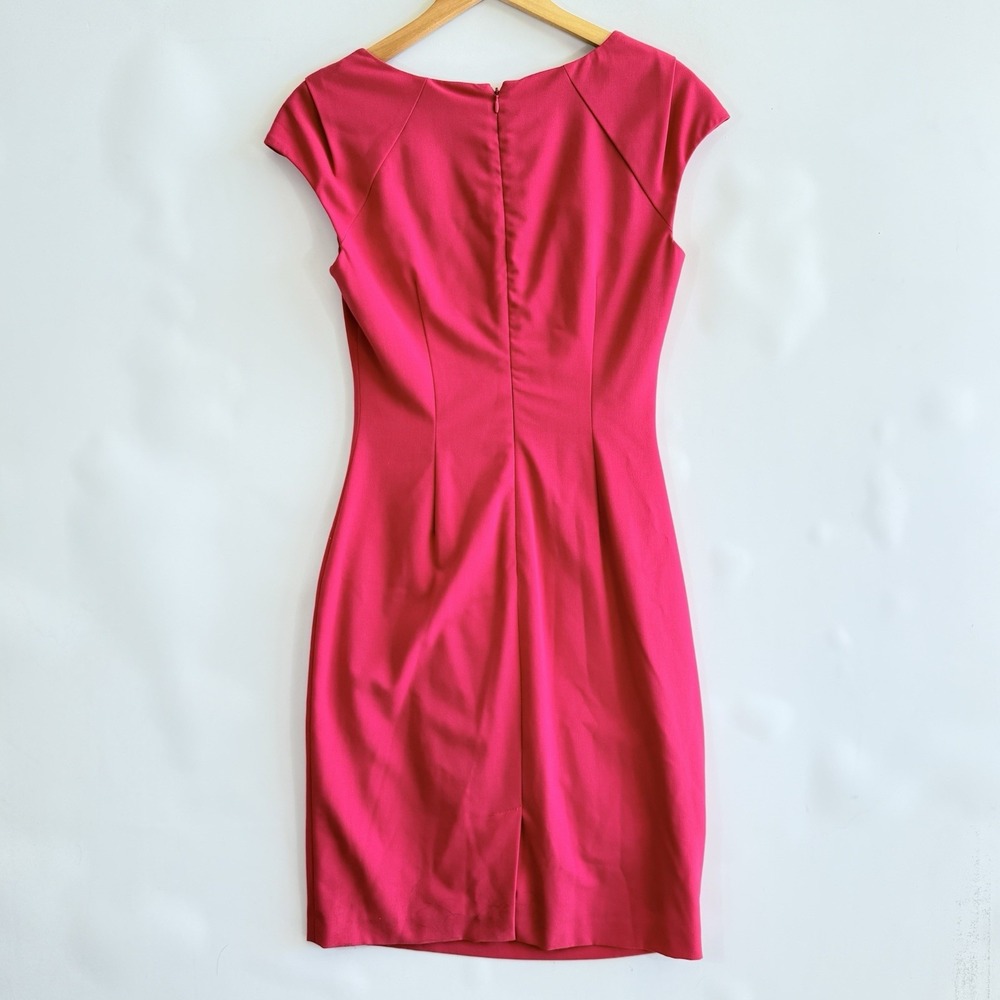 Calvin Klein Dress Womens 4 Fuchsia Pink Ruched Side Sheath Barbiecore Chic - Picture 6 of 10